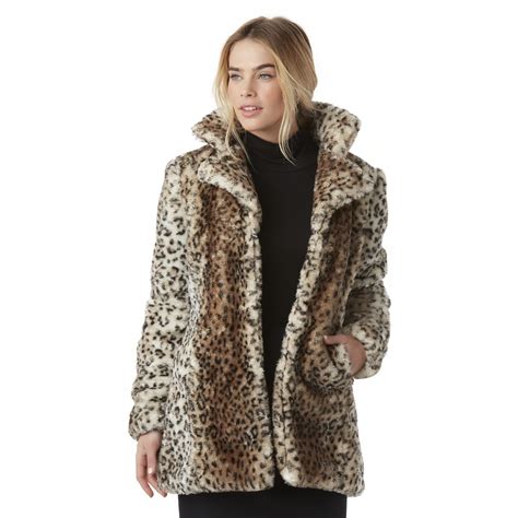 faux fur leopard coat|women's leopard faux fur coat.